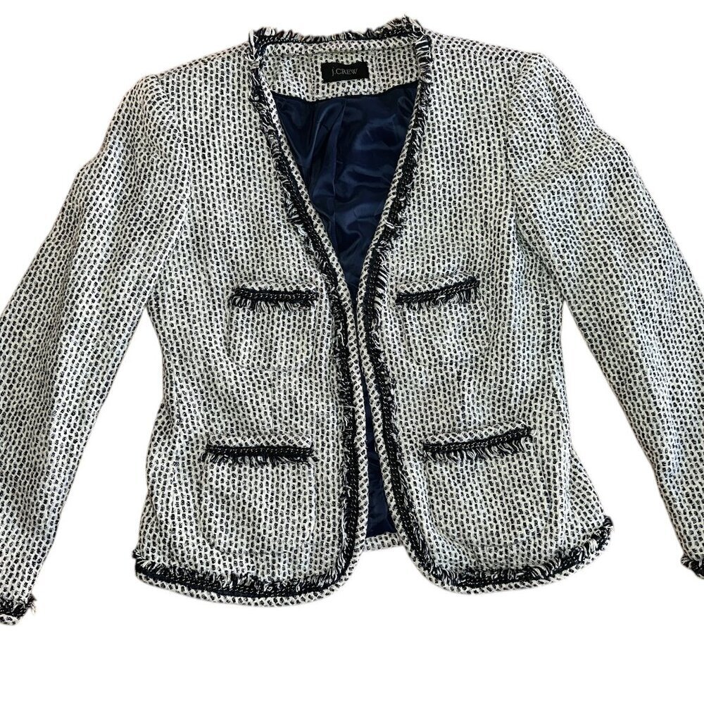 J. Crew Navy and White Textured Blazer